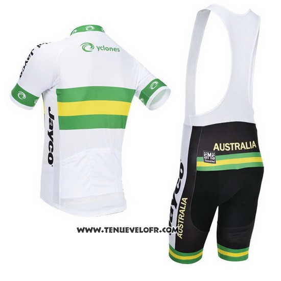 2013 Maillot Ciclismo Australie Blanc et Vert Manches Courtes et Cuissard